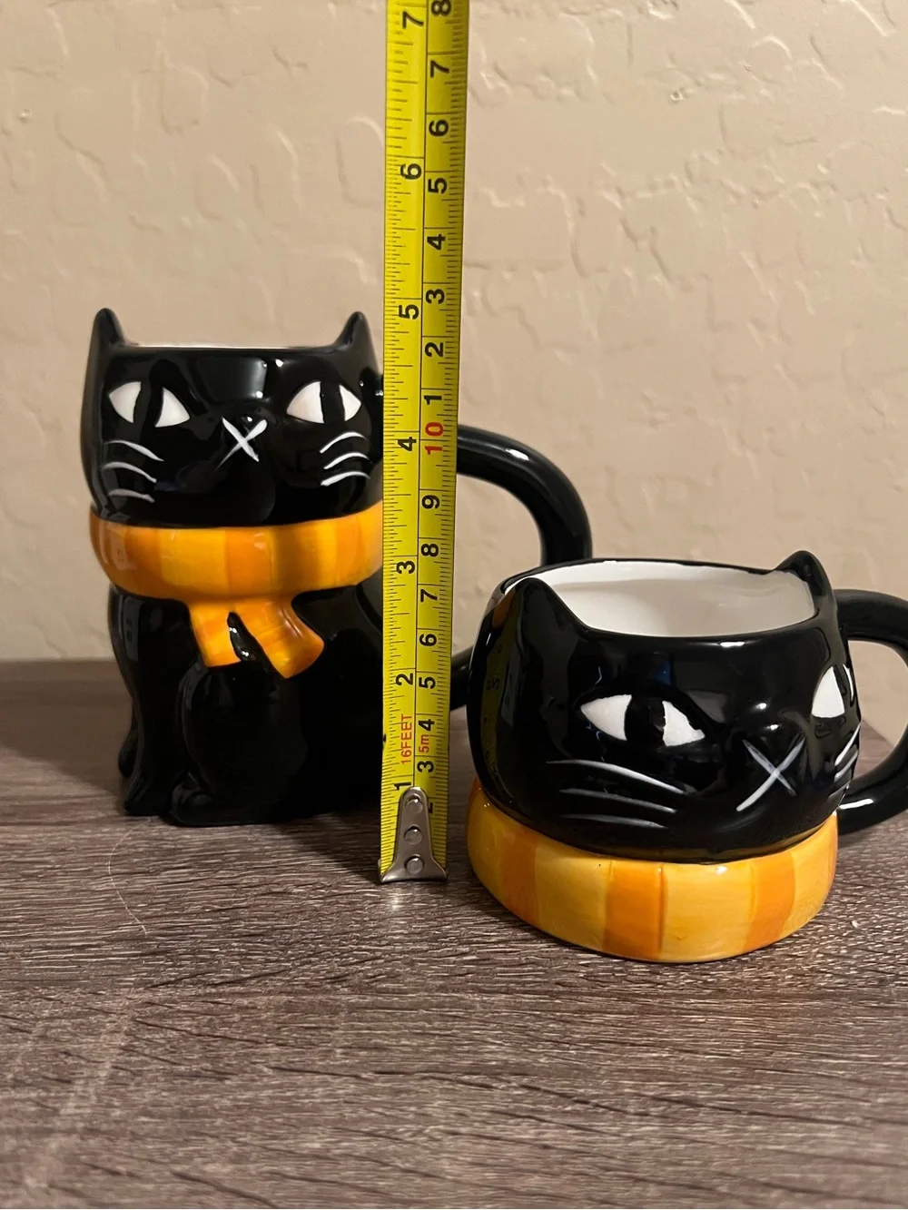 Target Hyde & Eek Black Cat Mugs Orange Scarf Halloween Earthenware NWT